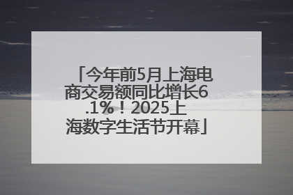 今年前5月上海电商交易额同比增长6.1%！2025上海数字生活节开幕